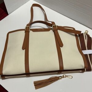 Lovevook Chic Cream and Brown Handbag